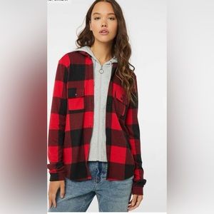 💄2 for 15$💄 Plaid Zip Up Sweater Red & Black Size Small